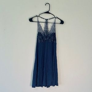 Fleur't Lace Halter Lingerie Micromodal Babydoll Mini Slip Dress Size S